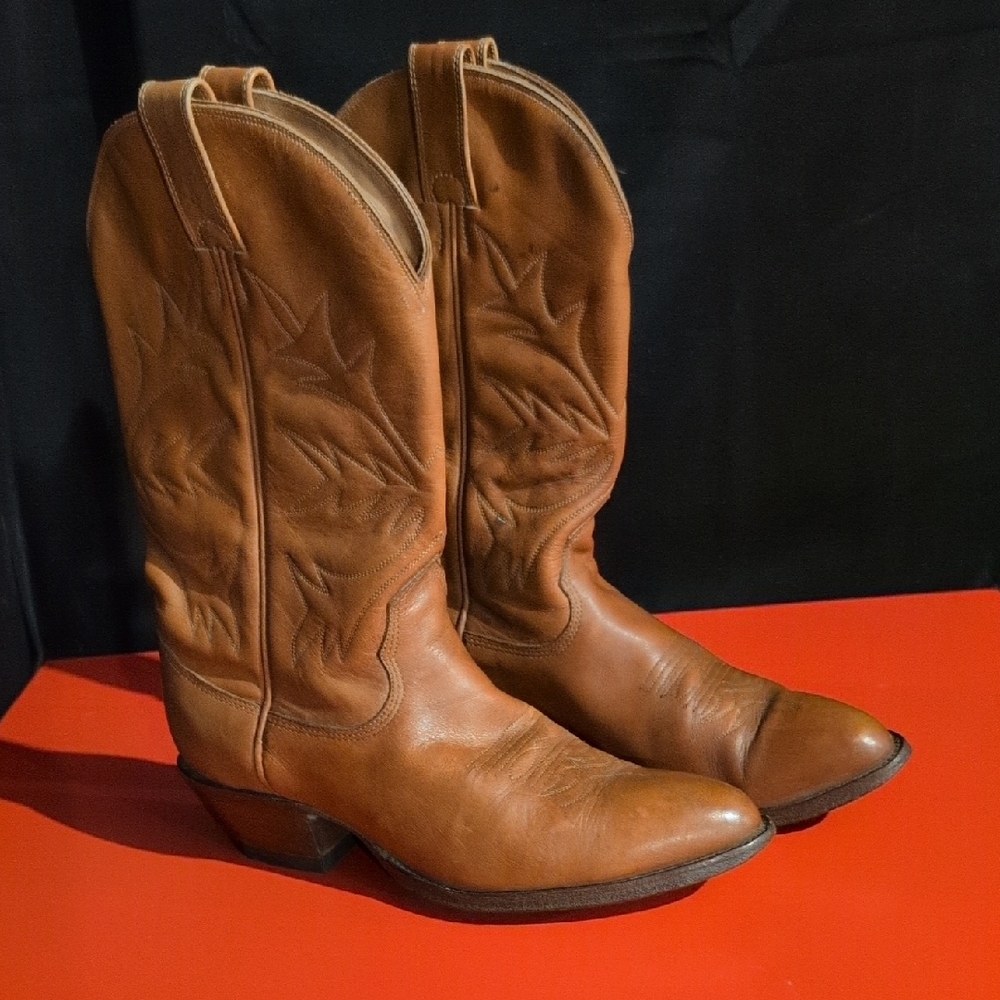 Alberta Women Western Boots Pull-ons Leather Brown Embellish Women US9.5/Men US8